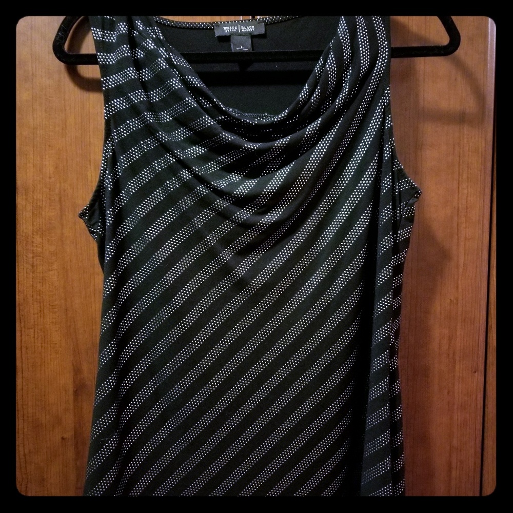 WHBM black & silver sleeveless top with cowl neck